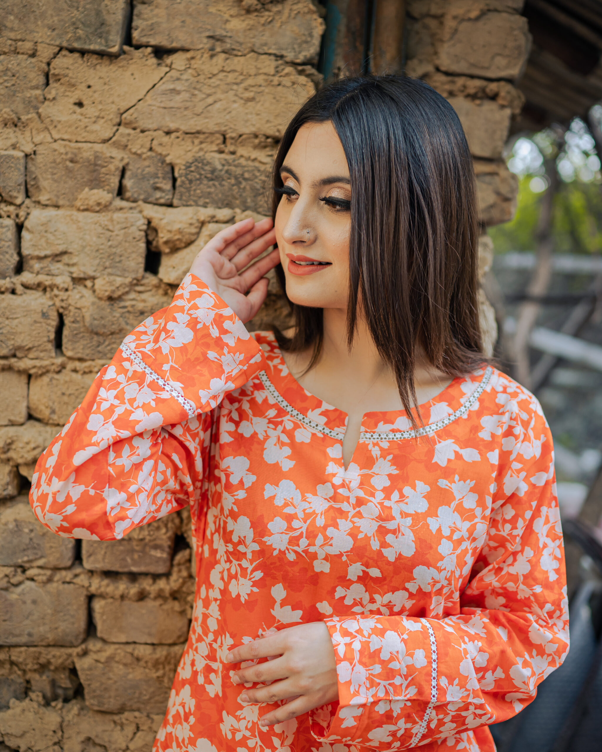 DIGITAL PRINTED LAWN SHIRT WITH PLAIN TROUSERS-2PC STITCHED