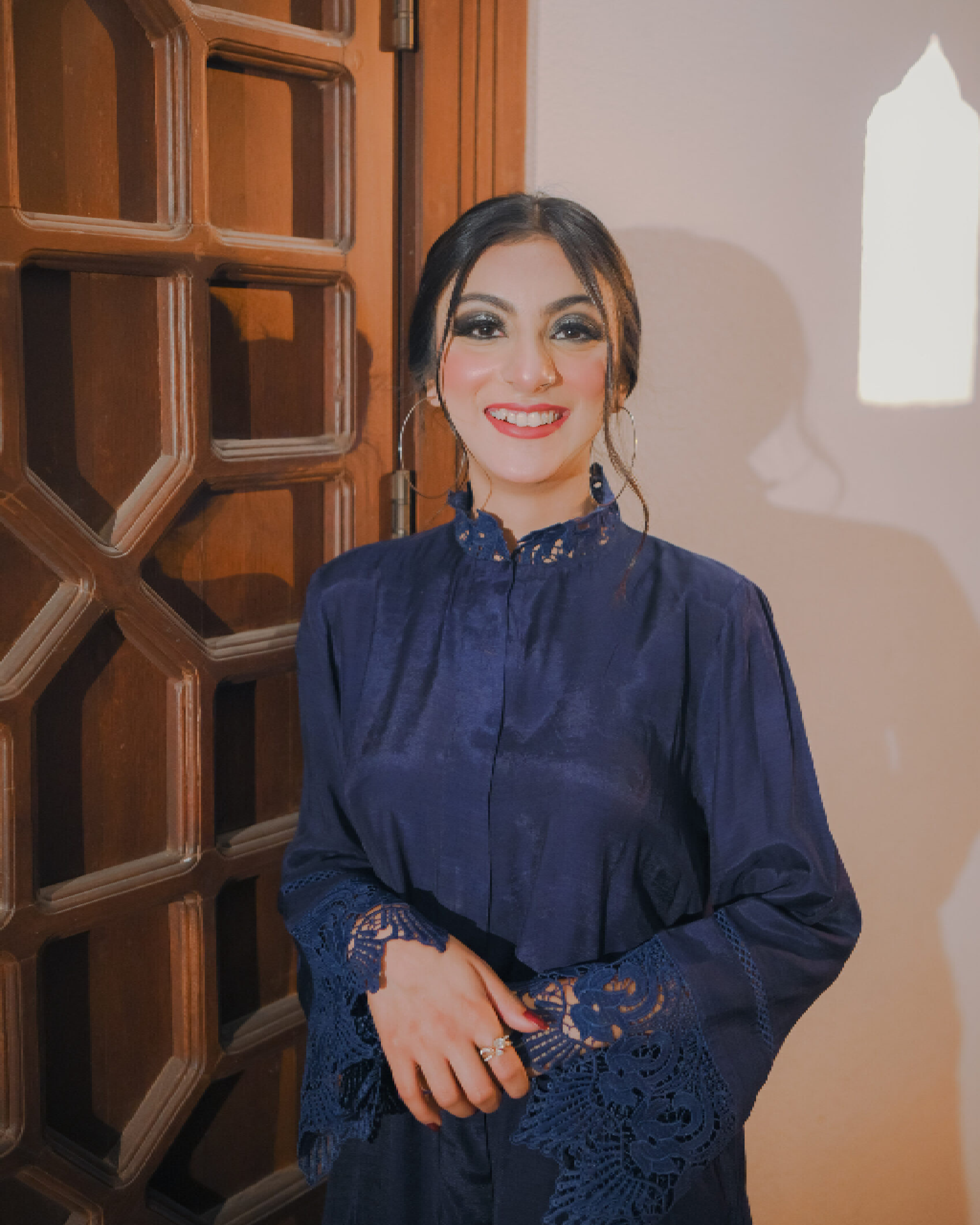 NAVY BLUE RAW SILK SUIT-2PC STITCHED